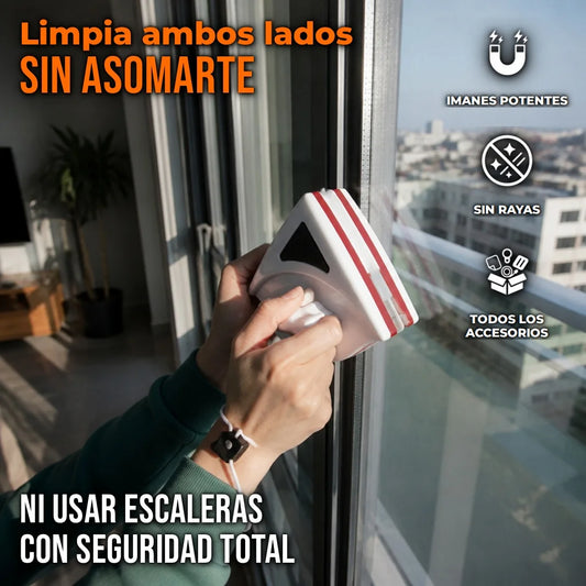 Limpiador de Ventanas Magnético Doble Cara 15-26mm Con Kit Profesional Completo y Cable de Seguridad