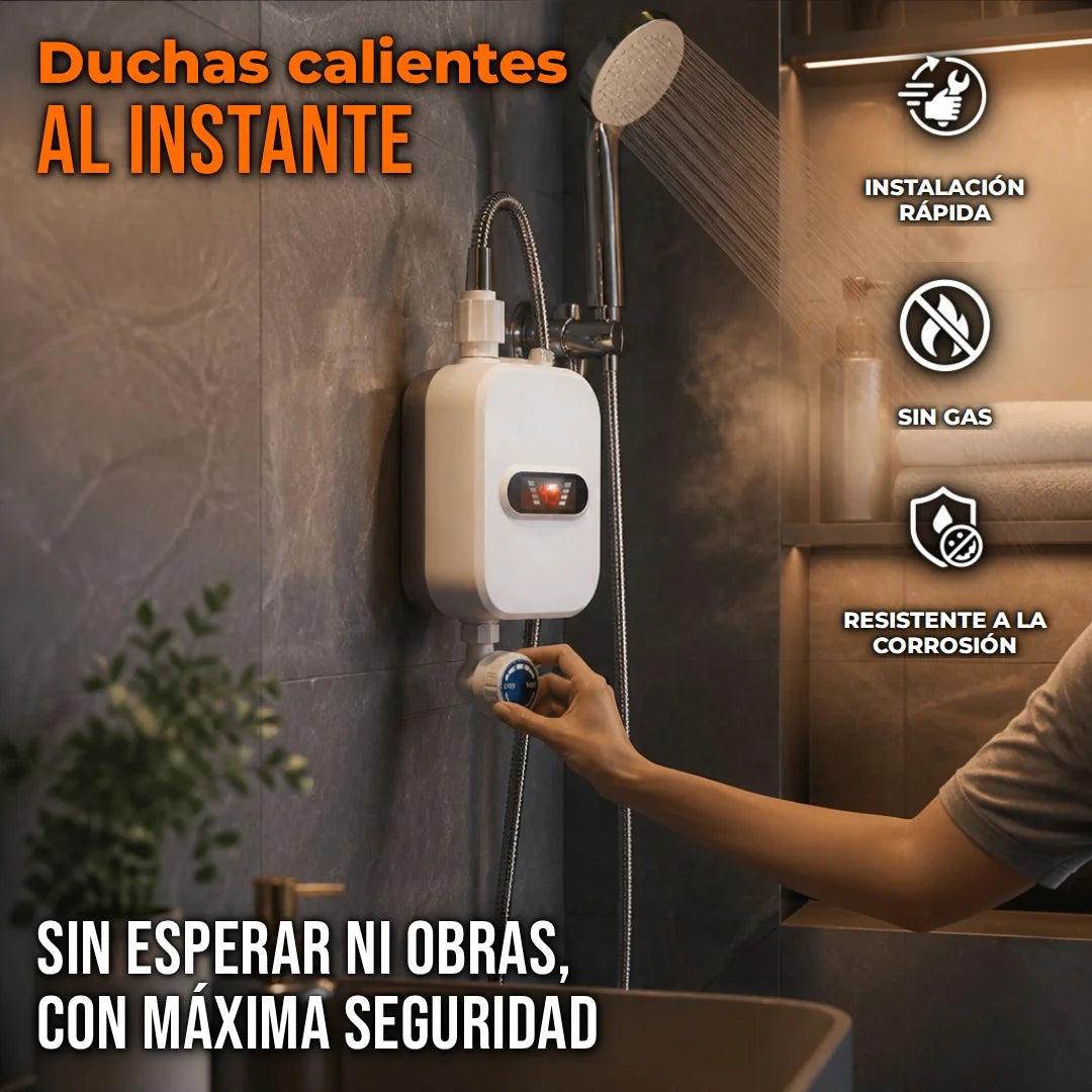 Calentador de Agua Eléctrico Instantáneo Sin Tanque Con Pantalla LCD y Protección Anti-Fugas