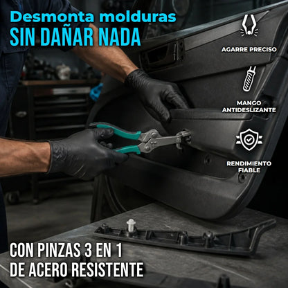 Kit Pinzas de Desmontaje de Molduras 3 en 1 Para Alicate Desconector de Clips / Removedor de Remaches