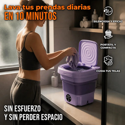 Lavadora Plegable Portátil 8L Con Ciclo Exprés y Cesta Escurridora