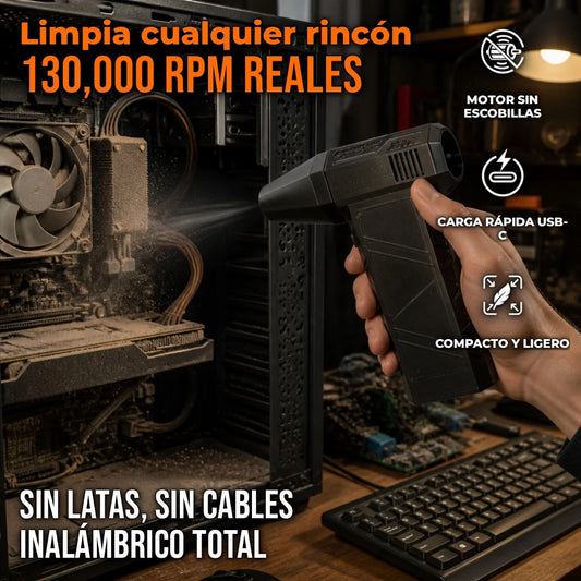 Soplador Turbo 130,000 RPM — Aire Comprimido Recargable USB-C