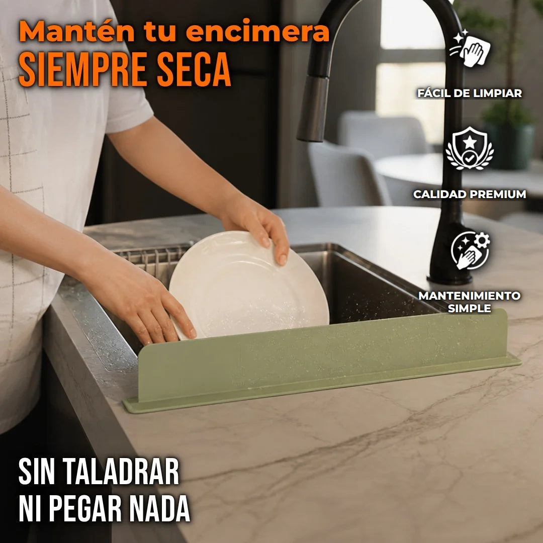 Barrera Antisalpicaduras De Silicona Flexible Con Ventosas Para Fregadero / Lavabo