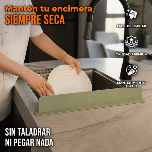 Barrera Antisalpicaduras De Silicona Flexible Con Ventosas Para Fregadero / Lavabo