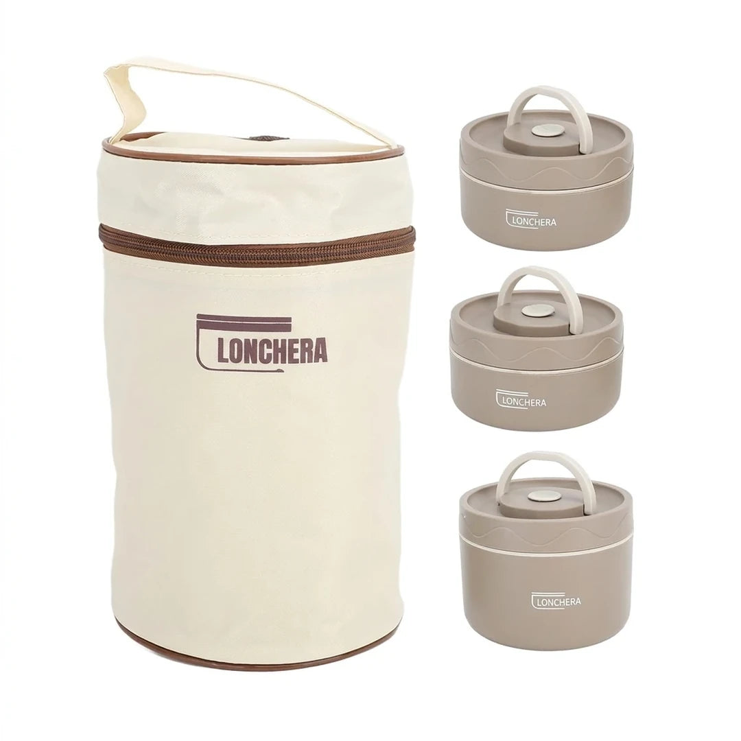 Set Fiambreras Térmicas Redondas Con Acero Inoxidable 304 y Bolsa Térmica Incluida