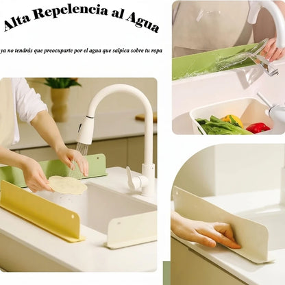 Barrera Antisalpicaduras De Silicona Flexible Con Ventosas Para Fregadero / Lavabo