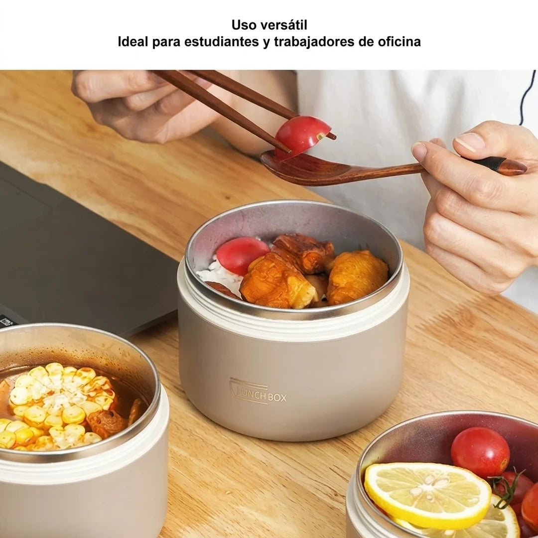 Set Fiambreras Térmicas Redondas Con Acero Inoxidable 304 y Bolsa Térmica Incluida