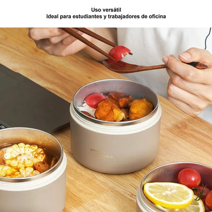 Set Fiambreras Térmicas Redondas Con Acero Inoxidable 304 y Bolsa Térmica Incluida