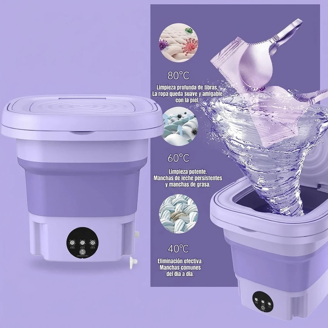 Lavadora Plegable Portátil 8L Con Ciclo Exprés y Cesta Escurridora