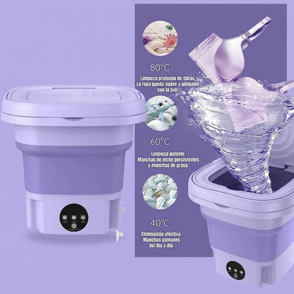 Lavadora Plegable Portátil 8L Con Ciclo Exprés y Cesta Escurridora