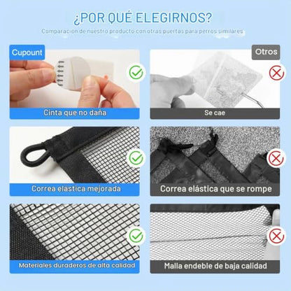 Puerta de Malla Para Bebés y Mascotas Con Ajuste Sin Taladro y Diseño Plegable