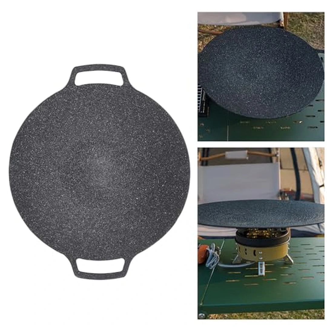 Plancha Redonda Antiadherente Con Doble Asa y Base 6 Capas Para Gas / Inducción / Fogata
