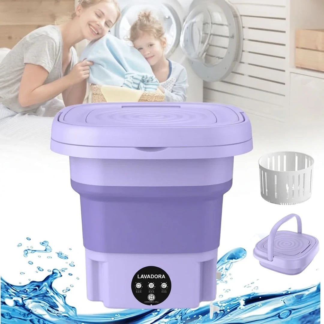 Lavadora Plegable Portátil 8L Con Ciclo Exprés y Cesta Escurridora