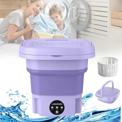 Lavadora Plegable Portátil 8L Con Ciclo Exprés y Cesta Escurridora