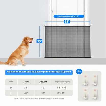 Puerta de Malla Para Bebés y Mascotas Con Ajuste Sin Taladro y Diseño Plegable