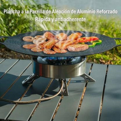 Plancha Redonda Antiadherente Con Doble Asa y Base 6 Capas Para Gas / Inducción / Fogata