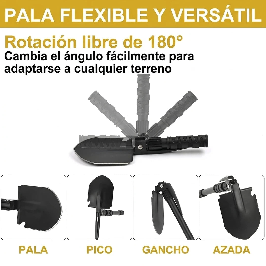 Pala Táctica Plegable Yeacool 13 en 1 Con Acero de Alto Carbono y Mango Modular