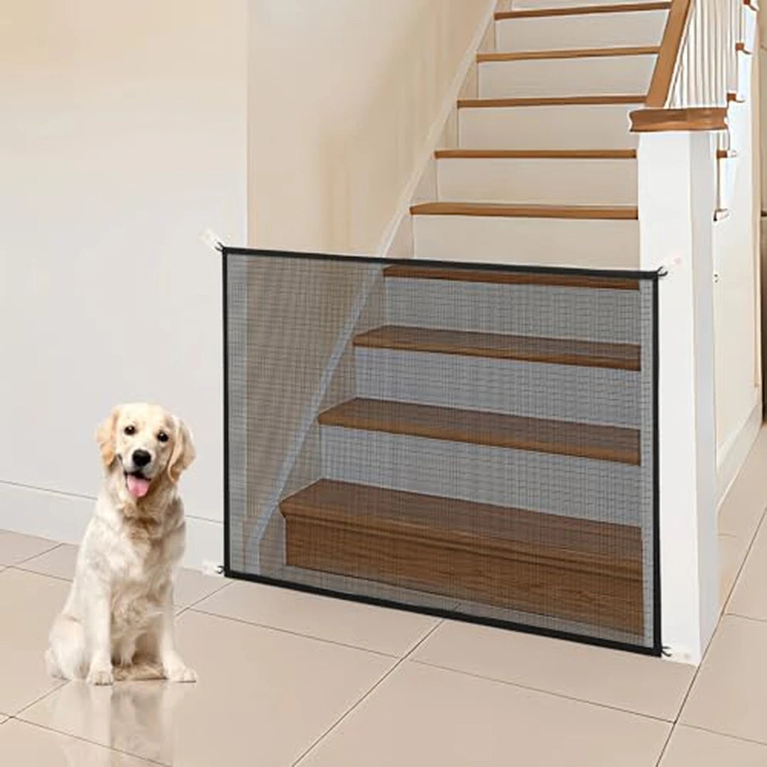 Puerta de Malla Para Bebés y Mascotas Con Ajuste Sin Taladro y Diseño Plegable