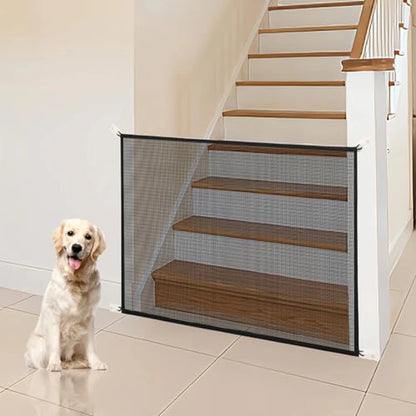 Puerta de Malla Para Bebés y Mascotas Con Ajuste Sin Taladro y Diseño Plegable
