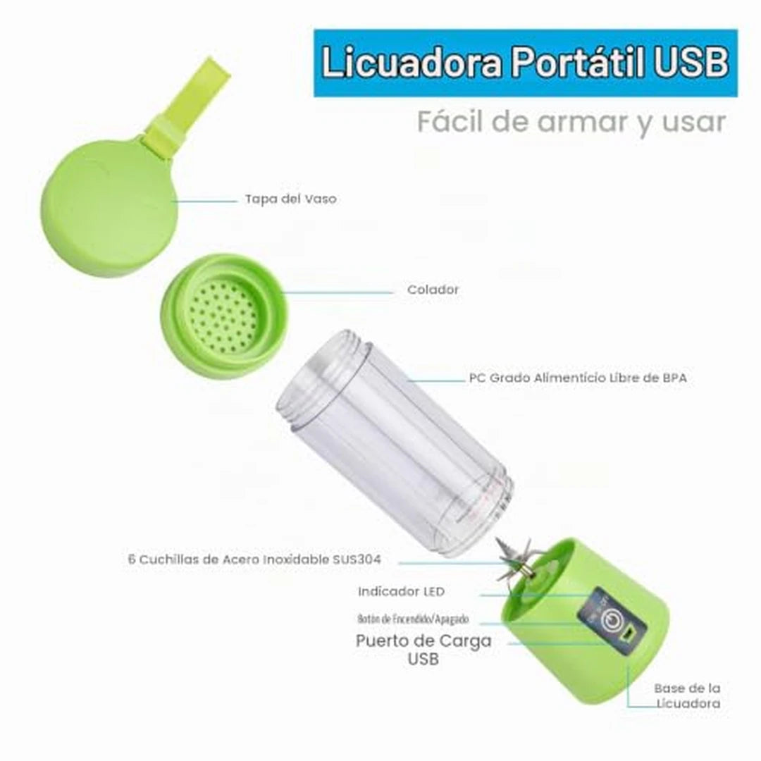 Batidora Portátil USB Con Motor 22,000 RPM y Limpieza Automática En Un Botón