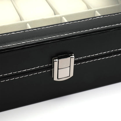 Vitrina Organizadora de Lujo Para 12 Relojes Con Tapa de Vidrio y Cuero Elegante