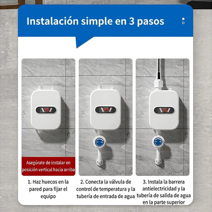 Calentador de Agua Eléctrico Instantáneo Sin Tanque Con Pantalla LCD y Protección Anti-Fugas