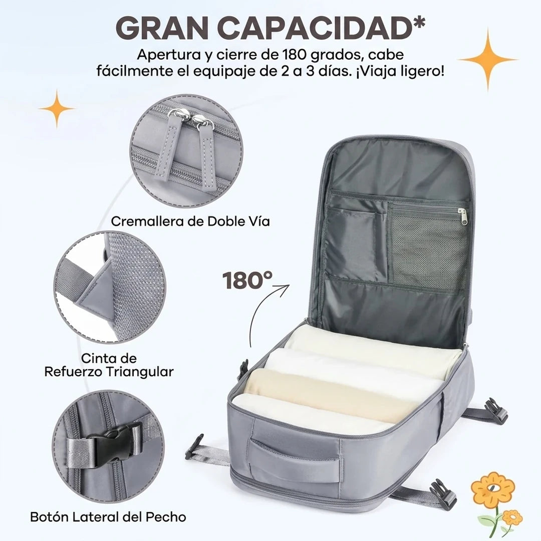 Mochila de Viaje Cabina PRO Coofay Con Compartimento Zapatos y Apertura 180°