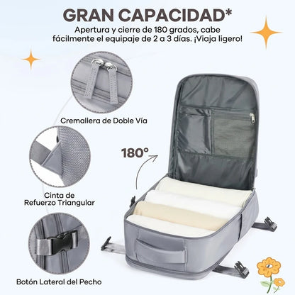 Mochila de Viaje Cabina PRO Coofay Con Compartimento Zapatos y Apertura 180°